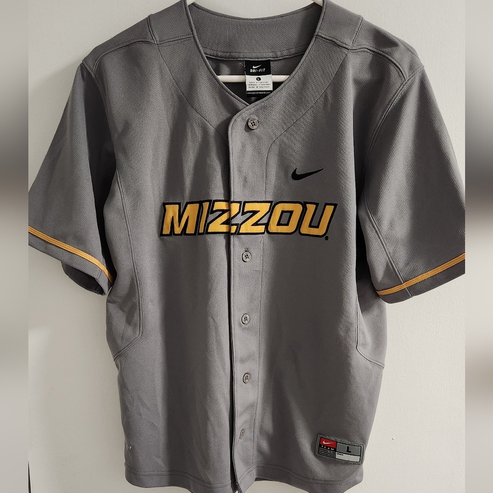 Nike Mizzou Gray and Gold Men's Jersey, Size L